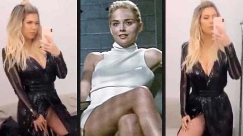 Vợ Icardi gây sốt với cảnh vắt chân nóng bỏng như Sharon Stone trong ‘Bản năng gốc’