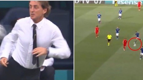 Fan tròn mắt với pha đỡ bóng của HLV Mancini