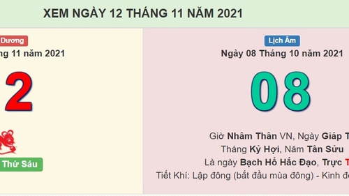 Xem lịch âm hôm nay 12/11/2021 là ngày tốt hay xấu?