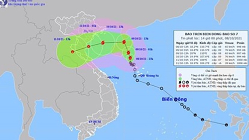 Chiều tối đến đêm 9/10, bão số 7 đi vào Vịnh Bắc Bộ, gió mạnh cấp 9, giật cấp 11