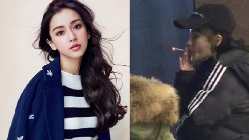 Tay bị thương, Angelababy vẫn phì phèo thuốc lá