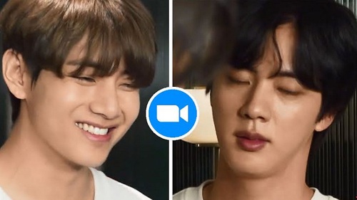 Jin và V BTS đúng chuẩn 2 kiểu người đối lập khi họp Zoom