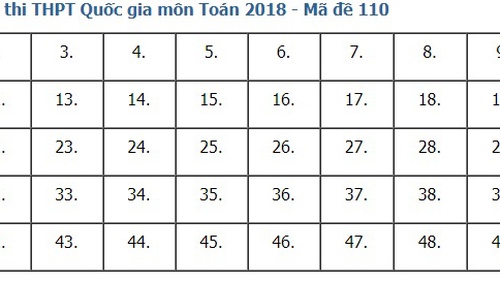 Giải đề thi toán 2018 mã đề 110