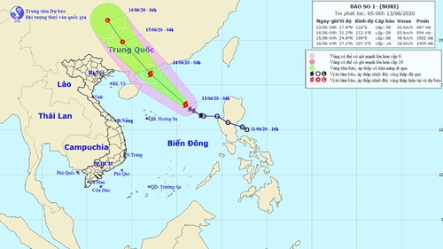 Bão số 1 di chuyển theo hướng Tây Bắc và có khả năng mạnh thêm