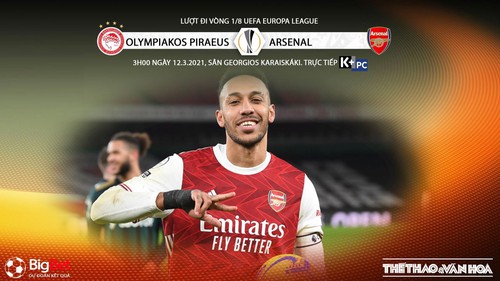 Soi kèo nhà cái Olympiacos vs Arsenal. K+PC trực tiếp vòng 1/8 Europa League