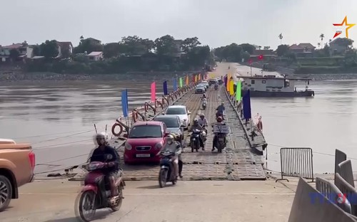 Cầu phao Phong Châu hoạt động trở lại