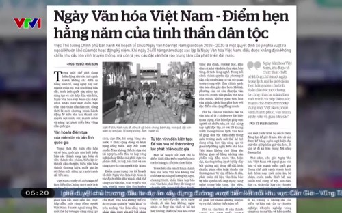 Điểm báo VTV1: Ngày Văn hoá Việt Nam - Điểm hẹn hàng năm của tinh thần dân tộc