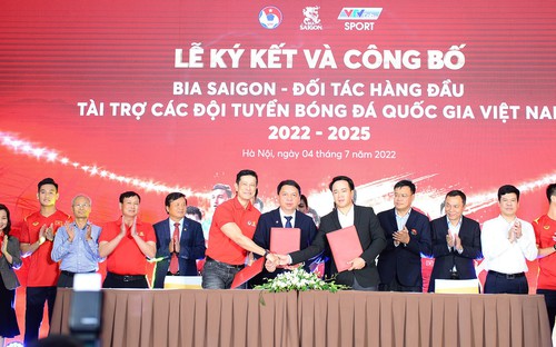 Sabeco tiếp tục đồng hành cùng đội tuyển bóng đá quốc gia Việt Nam