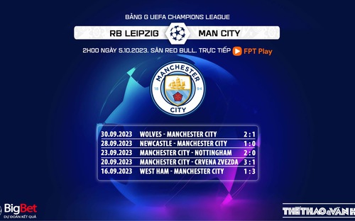VIDEO nhận định Leipzig vs Man City. Xem trực tiếp bóng đá Cúp C1 Champions League hôm nay (2h00, 5/10)