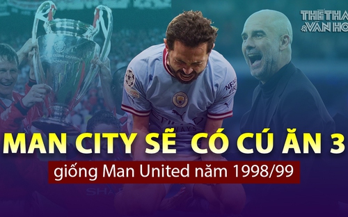 Man City sẽ có cú ăn 3 giống Man United năm 1998/99