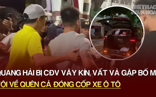 Quang Hải bị CĐV vây kín, vất vả để gặp người thân sau trận, vội về quên cả đóng cốp xe ô tô