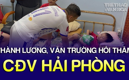 Thành Lương, Văn Trường hỏi thăm sức khoẻ CĐV nhí Hải Phòng bị bỏng do pháo | V-League