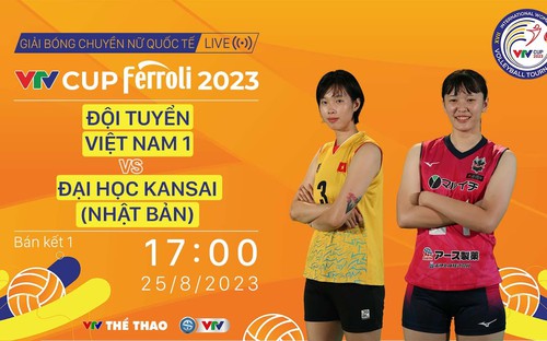 VIDEO VTV5 trực tiếp bóng chuyền nữ Việt Nam 1 vs Kansai, bán kết VTV Cup 2023