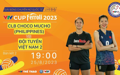 VIDEO VTV5 trực tiếp bóng chuyền nữ Việt Nam 2 vs Choco Mucho, bán kết VTV Cup 2023 (19h00, 25/8)