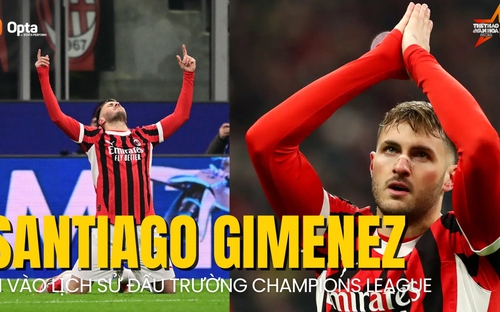 Santiago Gimenez đi vào lịch sử trong ngày AC Milan cay đắng rời Champions League  