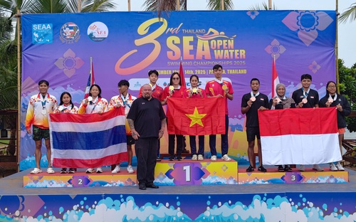 Kình ngư Huy Hoàng và đồng đội tỏa sáng tại Giải bơi vô địch đường dài Đông Nam Á 2025