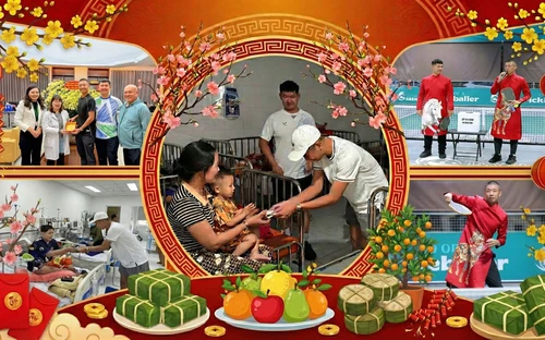 Quang Dương  mặc áo dài chơi pickleball, làm nhiều việc ý nghĩa dịp đầu xuân mới