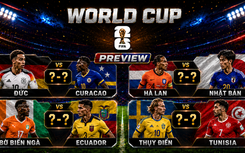 VIDEO Bản tin PREVIEW World Cup 2026 ngày 13/6: Nhận định, dự đoán tỷ số Đức vs Cuaracao, Hà Lan vs Nhận Bản, Bờ Biển Ngà vs Ecuador, Thụy Điển vs Tunisia