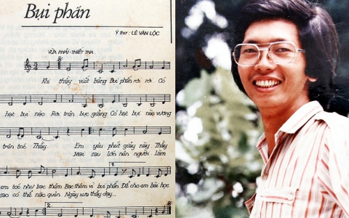 Bụi phấn vẫn rơi trên tóc thầy