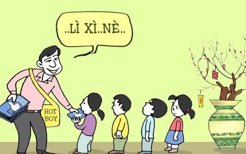 Lì xì - Tranh của họa sĩ Vũ Ngọc Bách