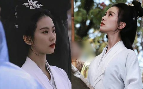 Lưu Thi Thi diện váy trắng tinh khôi trên phim trường
