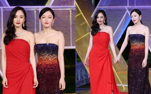 Khung hình định mệnh: Dương Mịch dắt tay Tần Lam trên thảm đỏ Kim Kê, ai dè sau này đều hẹn hò thiếu gia Cbiz