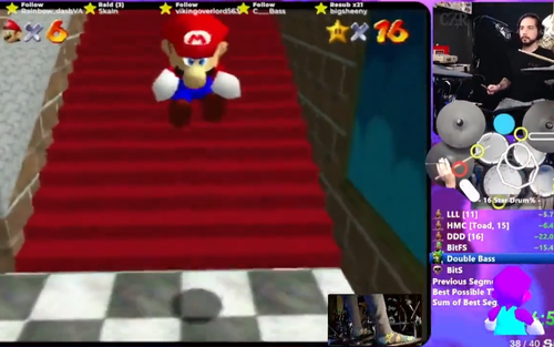Chơi game bằng dàn trống, nam game thủ phá đảo Mario với thành tích hoàn hảo trong 20 phút