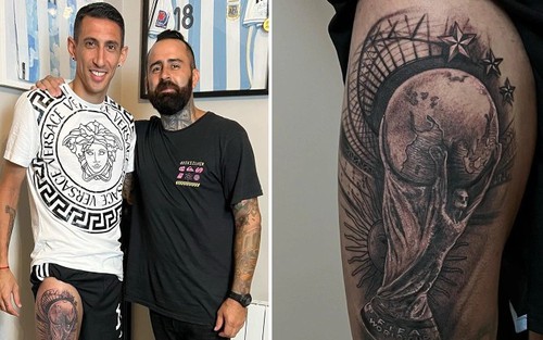 Di Maria lộ hình xăm 'khủng' sau chức vô địch World Cup