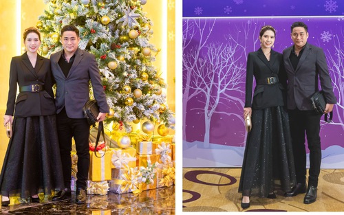 Vợ chồng Minh Tiệp sánh vai tại sự kiện đón Noel