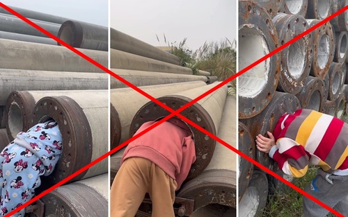 Phẫn nộ đỉnh điểm: Một TikToker xui 3 em nhỏ chui vào trụ bê tông để thử nghiệm, treo thưởng 2 gói bim bim
