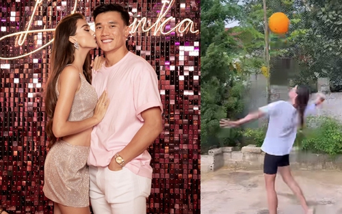 Vợ Tây của Bùi Tiến Dũng ghi điểm khi chơi bóng chuyền ở quê chồng với hình ảnh giản dị 