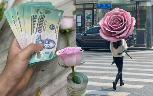 Độc lạ hoa 8/3: Bông hồng khổng lồ gây náo loạn đường phố, hoa bó bằng tiền viral khắp cõi mạng