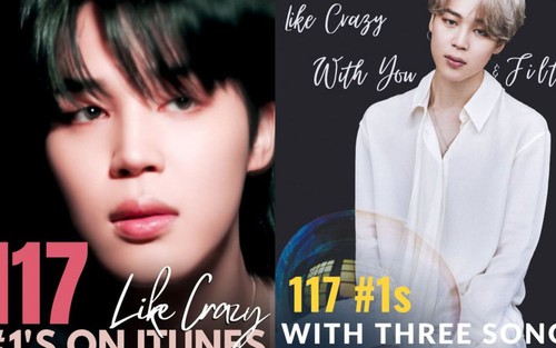 Jimin BTS làm nên lịch sử, là nghệ sĩ đầu tiên đạt #1 trên iTunes ở 117 quốc gia với 3 bài hát