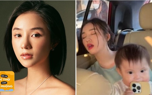 Xả vai hot girl nhập cuộc làm mẹ: Mệt đến mức gục ngủ, đầu tóc mấy ngày chưa chải, vừa bế con vừa ăn 