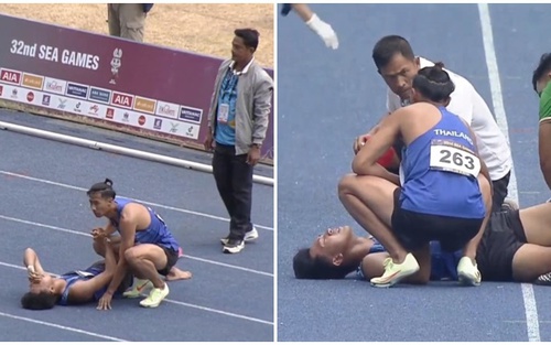 VĐV điền kinh Thái Lan mặc kệ HCV SEA Games 32 để lo sơ cứu đồng đội chấn thương