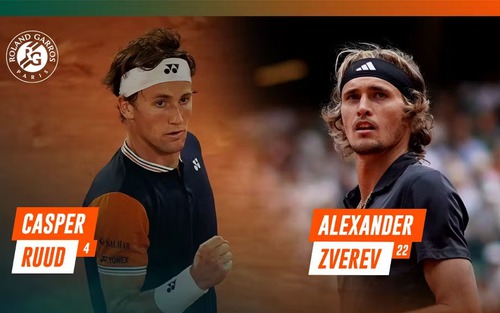 Link xem trực tiếp Casper Ruud vs Zverev, Roland Garros 2023 vòng bán kết