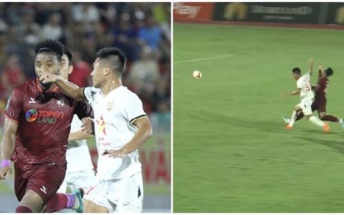 Cầu thủ Hà Tĩnh nhận 'mưa chỉ trích' vì đánh chỏ thẳng mặt tiền đạo Tây của Bình Định