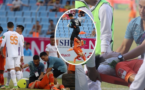 Va chạm kinh hoàng ở V-League: Cầu thủ Đà Nẵng vào viện sau khi lĩnh trọn đầu gối của thủ môn đối phương