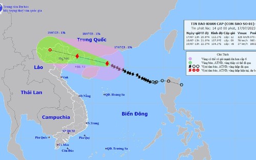 Tin bão mới nhất cơn bão số 1: Gió giật cấp 15, cách Móng Cái khoảng 480 km