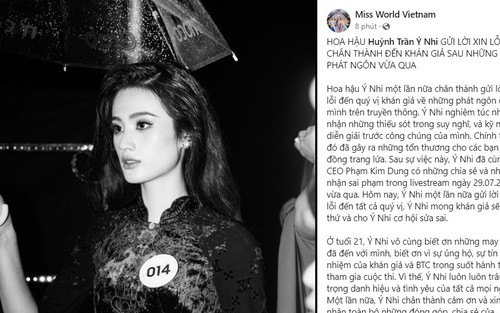 Hoa hậu Ý Nhi tiếp tục xin lỗi sau bão tẩy chay, đòi tước vương miện