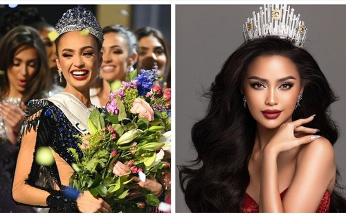 Ngọc Châu hội ngộ Miss Universe 2022 R'Bonney Gabriel tại show của Đỗ Mạnh Cường ở New York 