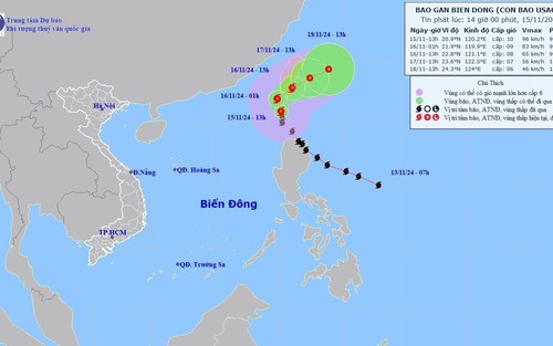 Thời tiết ngày 16/11: Bão Usagi gây gió giật cấp 11, xuất hiện bão Man-yi