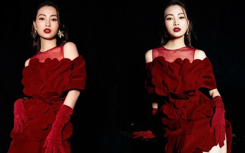 Diễn viên phim giờ vàng Mù Tạt Huyền Trang diện đầm đỏ quyến rũ với vai trò first face