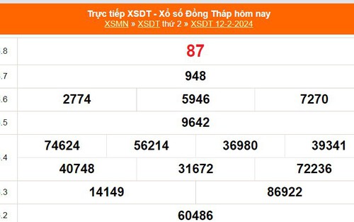 XSDT 12/2, kết quả xổ số Đồng Tháp hôm nay 12/2/2024, KQXSDT ngày 12 tháng 2