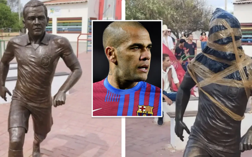 Choáng với cách cổ động viên Brazil phá hoại bức tượng Dani Alves