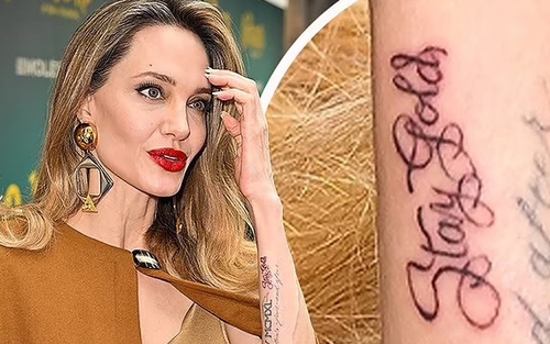 Angelina Jolie xuất hiện tươi tắn với hình xăm mới cùng Pax Thiên