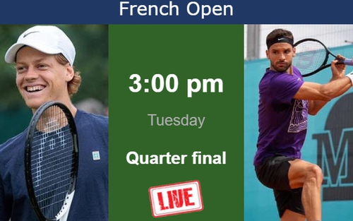 Xem trực tiếp Dimitrov vs Sinner, tứ kết Roland Garros 2024 (Link HD miễn phí)