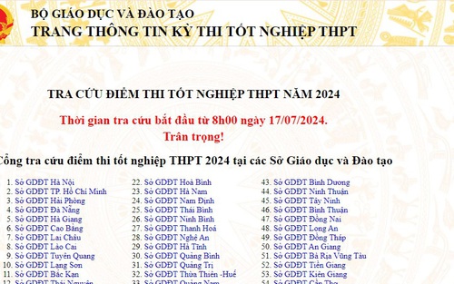 Tra cứu điểm thi tốt nghiệp Trung học Phổ thông năm 2024