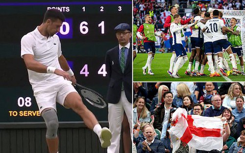 Trận đấu của Djokovic bị gián đoạn vì CĐV Anh ăn mừng chiến thắng của đội nhà ở EURO