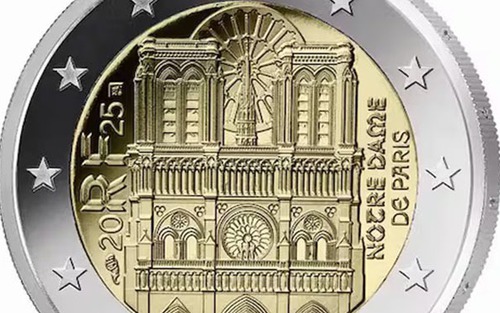 Nhà thờ Đức Bà Paris xuất hiện trên đồng 2 euro mới